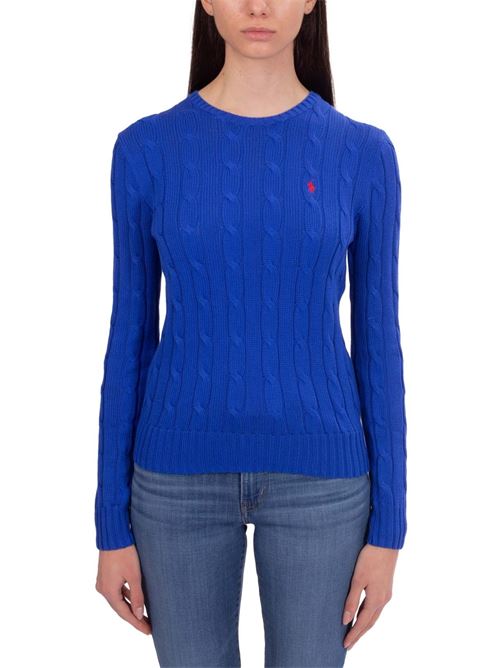 Maglia girocollo donna slim a trecce con ricamo logo POLO RALPH LAUREN | 211891640006